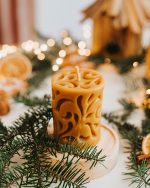 Świeca z wosku pszczelego - walec wzór