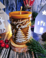 Świeca z wosku pszczelego - walec Merry Christmas